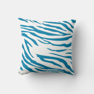 Aqua Blue Zebra Print Cushion