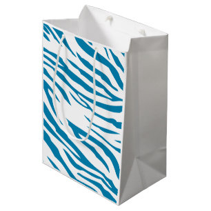 Aqua Blue Zebra Print Medium Gift Bag