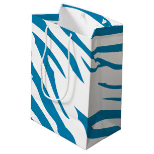 Aqua Blue Zebra Print Medium Gift Bag