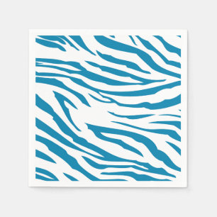 Aqua Blue Zebra Print Napkin