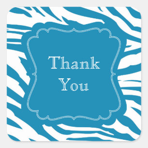 Aqua Blue Zebra Print Square Sticker