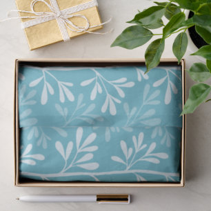 Aqua Blue Zen Garden Stems Minimal Botanical Tissue Paper