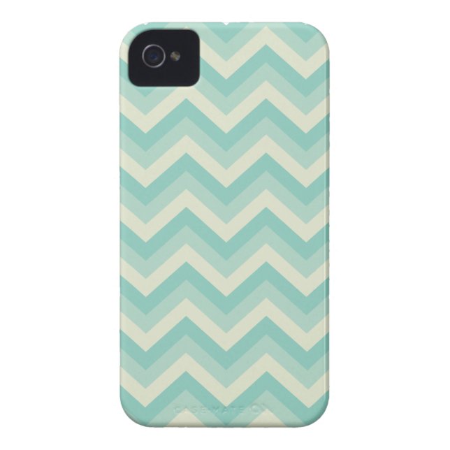 Aqua Blue Zigzag Pattern Case-Mate iPhone Case (Back)