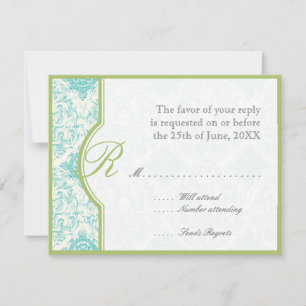 Aqua BlueToile  Quatrefoil RSVP Responce Cards