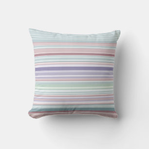 Aqua, Blush and Lavender Stripes Cushion