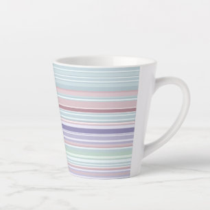 Aqua, Blush and Lavender Stripes Latte Mug