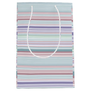 Aqua, Blush and Lavender Stripes Medium Gift Bag