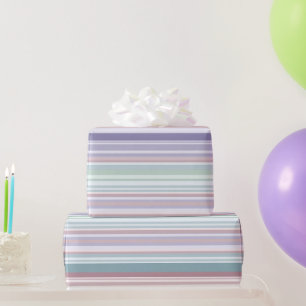 Aqua, Blush and Lavender Stripes Wrapping Paper