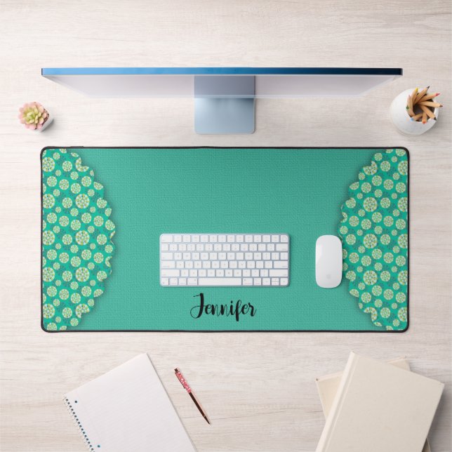 Aqua Boho Design Your Name Desk Mat (Office 1)