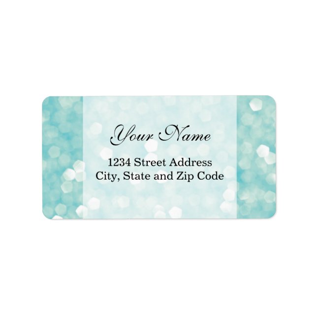 Aqua Bokeh Glitter Sparkles Label (Front)