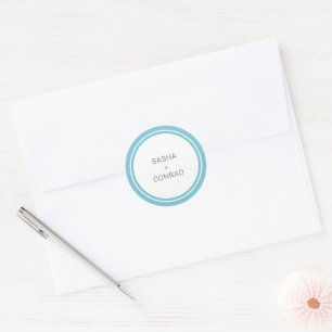 Aqua Bold Border Modern Wedding Classic Round Sticker
