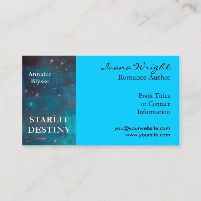 Aqua Book Cover Author Business Card (Front)