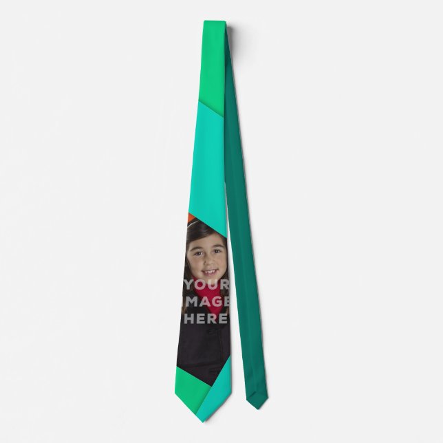 Aqua Breaks Add Your Image Green Neck Tie Design (Front)