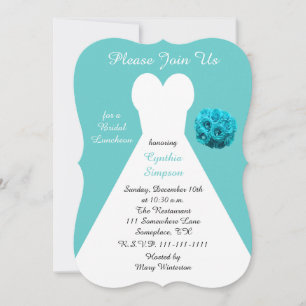 Aqua Bridal Luncheon Invitations