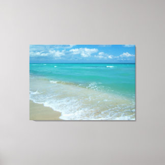 Aqua Bright Blue Beach Waves Canvas Print