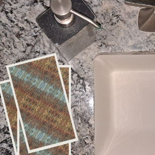 Aqua Brown and Orange Abstract Napkin