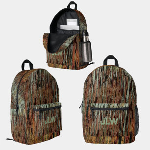 Aqua Brown and Orange Camouflage Outdoorsy Printed Backpack
