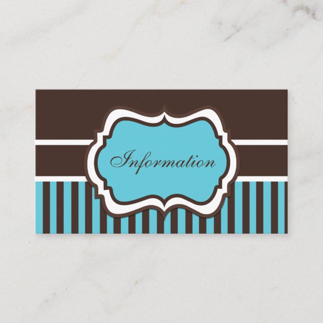 Aqua, Brown, and White Damask Enclosure Card (Front)