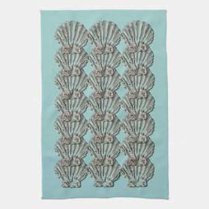 Aqua brown beach kitchen tea towel