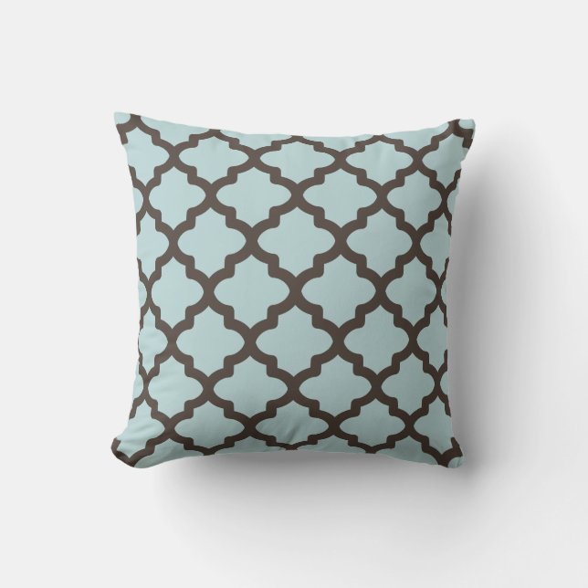 Aqua Brown Pattern Pillow (Front)