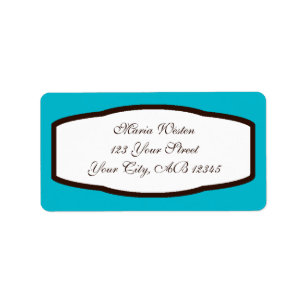 Aqua Brown & White Address Labels