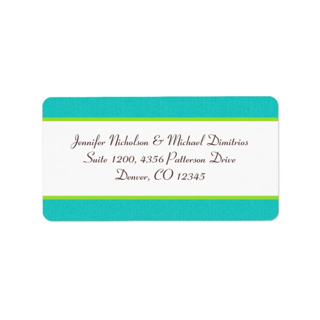 Aqua, Brown, White, Green Address Label (Front)
