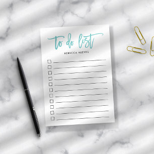 Aqua Brush Lettered Personalized To Do List Post-it Notes
