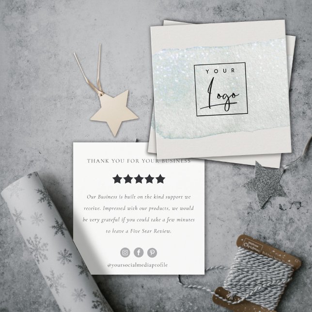 Aqua Brush Stoke Monogram Review Request Logo Square Business Card (Creator Uploaded)