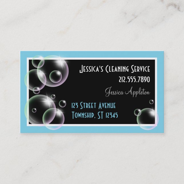 Aqua Bubbles Cleaning Service Business Cards (Front)