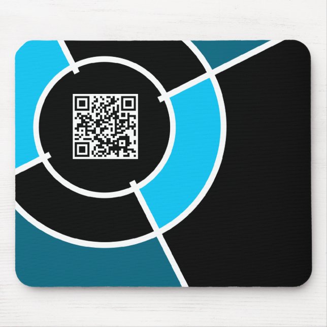 aqua bullseye QR code Mouse Mat (Front)