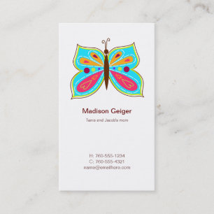 Aqua Butterfly Mummy Calling Cards