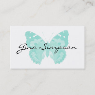 Aqua Butterfly Personalised Business Cards