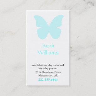 Aqua Butterfly Silhouette Girl's Calling Card
