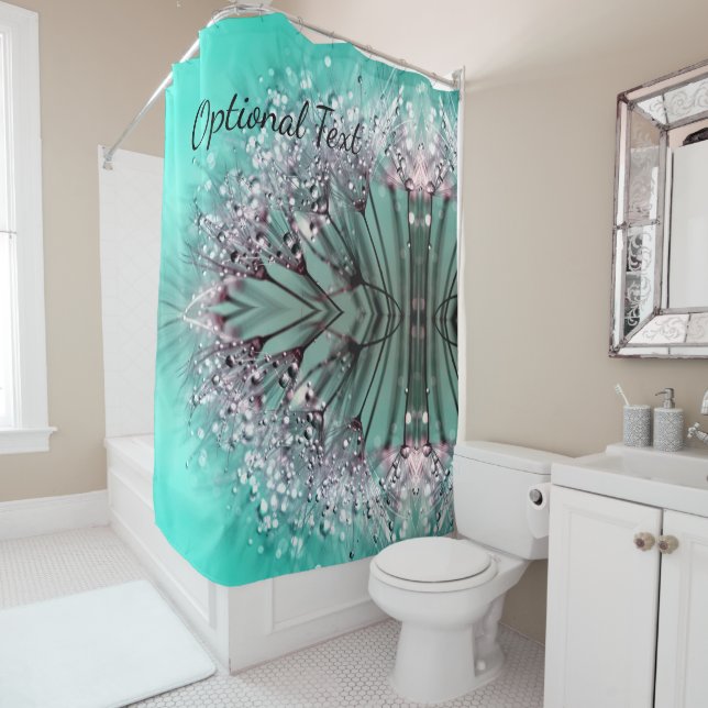 Aqua Cactus Bonsai Bloom Shower Curtain (In Situ)
