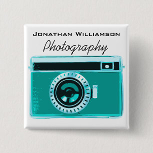 Aqua Camera Photography Business 15 Cm Square Badge