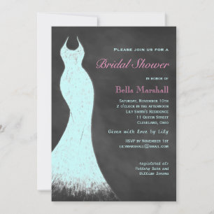 Aqua Chalk Bridal Shower Invitation