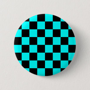 Aqua Chequerboard Button
