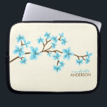 Aqua Cherry Blossoms Tree Laptop Sleeve<br><div class="desc">Personalised laptop sleeve features a beautiful vector illustration of a cherry blossoms or sakura tree. Customise with your name,  monogram,  initials or text of your choice. 
 Mujka</div>
