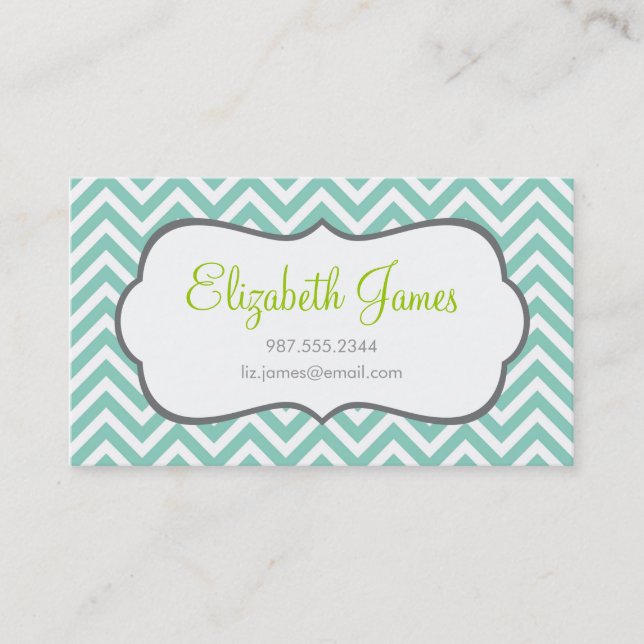 Aqua Chevron Business Card (Front)
