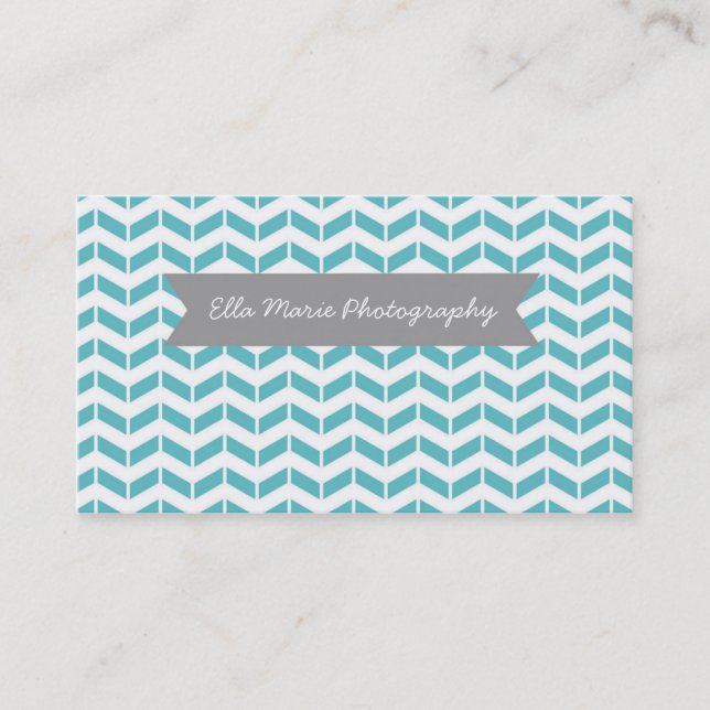 Aqua Chevron Business Card (Front)