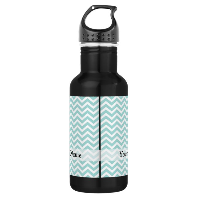 Aqua  chevron pattern 532 ml water bottle (Front)