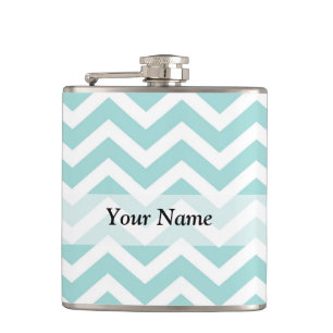 Aqua chevron pattern hip flask