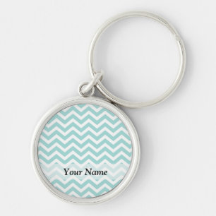 Aqua chevron pattern key ring