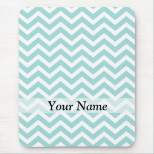 Aqua chevron pattern mouse mat