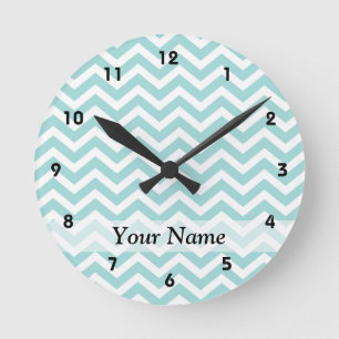 Aqua chevron pattern round clock