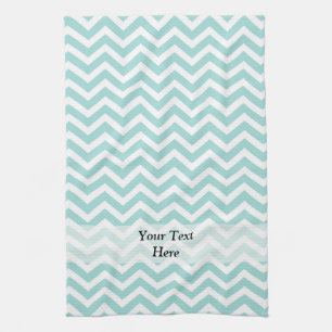 Aqua chevron pattern tea towel