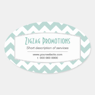 Aqua Chevron Promotional Oval Sticker