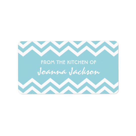 Aqua chevron (zig zag) pattern kitchen labels