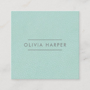 Aqua Chic   Minimal Leather Look Square Business Card