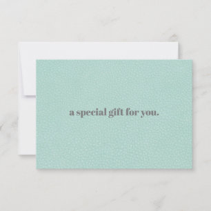 Aqua Chic   Plain Elegant  Leather Look Gift Card